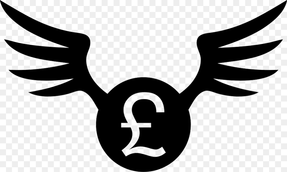 British Pound Coin With Wings Svg Icon Free Pound Sign, Stencil, Emblem, Symbol, Blade Png Image
