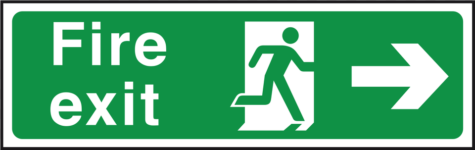 British Standard Fire Exit Signtitle Arrow Right Fire Exit Sign Up, Symbol, First Aid, Road Sign Free Png Download