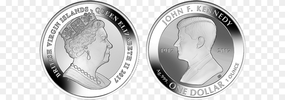 British Virgin Islands John F Kennedy Centenary Of Birth 2017 Reverse Silver, Coin, Money, Adult, Person Png Image