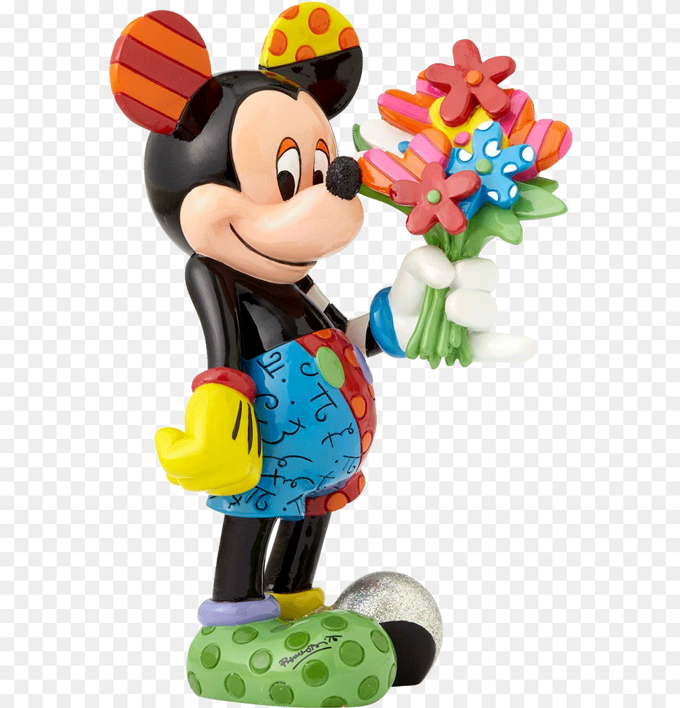 Britto Mickey With Flowers Large Figurine, Toy Free Transparent Png