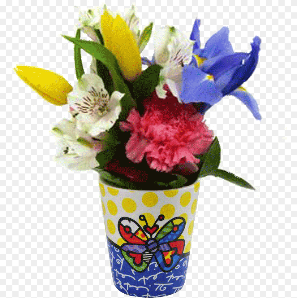 Britto Toothbrush Holder With Flowers Set Of Soap Dispenser Amp Dish, Flower, Flower Arrangement, Flower Bouquet, Plant Free Transparent Png