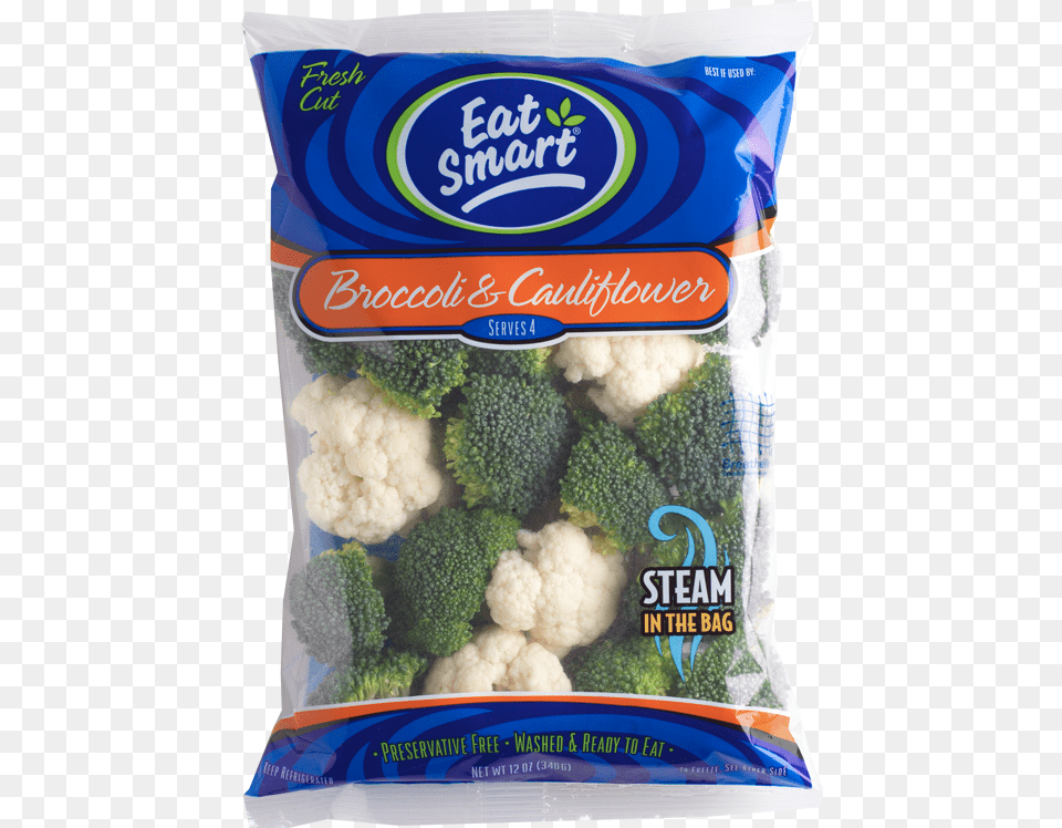 Broccoli And Cauliflower Bag Bagged Broccoli And Cauliflower, Food, Produce, Plant, Vegetable Free Png