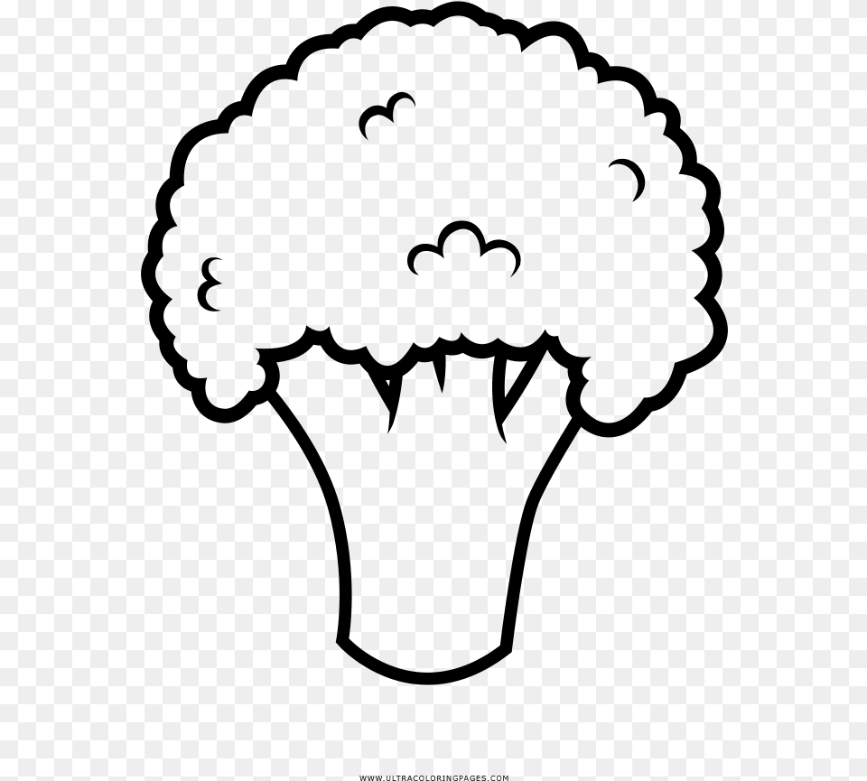 Broccoli Coloring Page, Gray Free Transparent Png