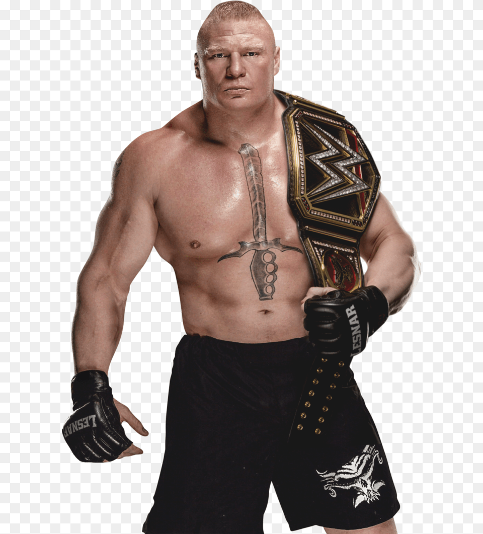 Brock Lesnar With Title, Tattoo, Skin, Clothing, Person Png