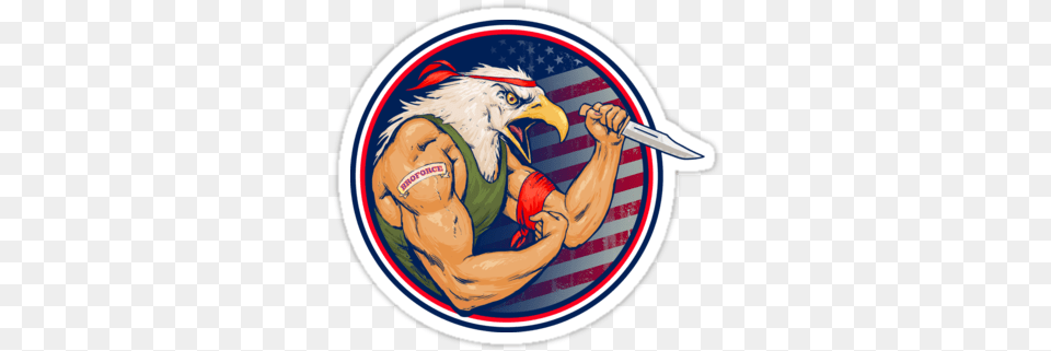 Broforce Anthropomorphic Eagle Patch Captioned By Sweatshirt, Adult, Male, Man, Person Png