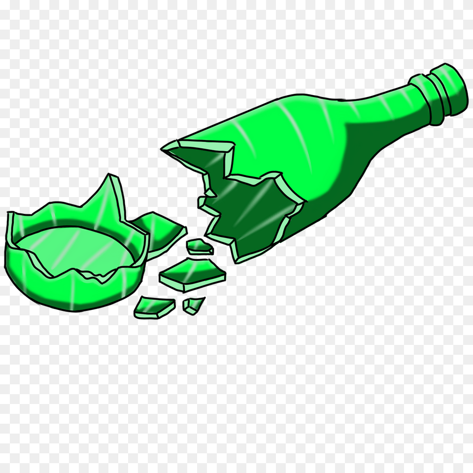 Broken Bottle, Green, Person Free Png Download