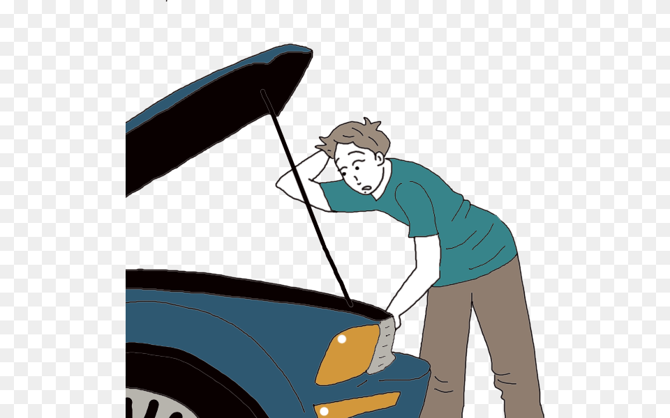Broken Car Cartoon Clipart Car Broken Down Car Clipart, Adult, Person, Man, Male Free Transparent Png
