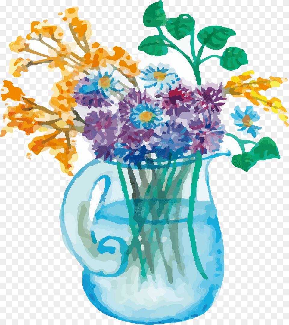 Broken Flower Pot Clipart Jpg Freeuse Vase Floreros Pintados Con Acuarelas, Plant, Flower Arrangement, Jar, Pottery Free Png Download