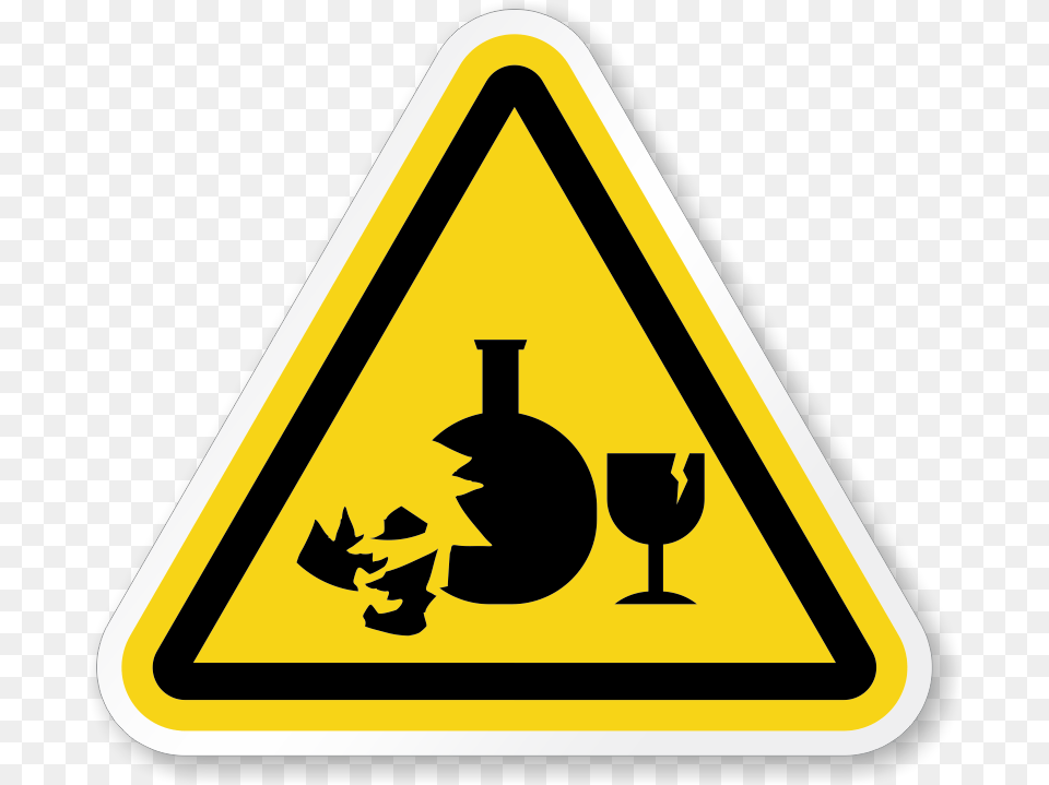 Broken Glass Hazard Symbol Iso Triangle Warning Sticker Signs, Sign, Road Sign Png