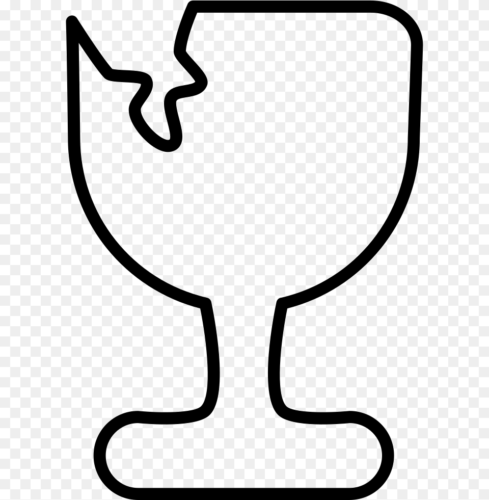Broken Glass Of Fragile Logistics Content Outlined Sign, Goblet, Bow, Weapon Free Png