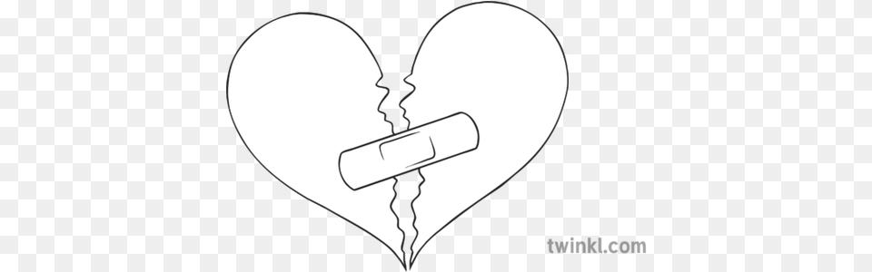 Broken Heart Black And White Illustration Twinkl Polly Pocket Logo Black And White, Bandage, First Aid Png