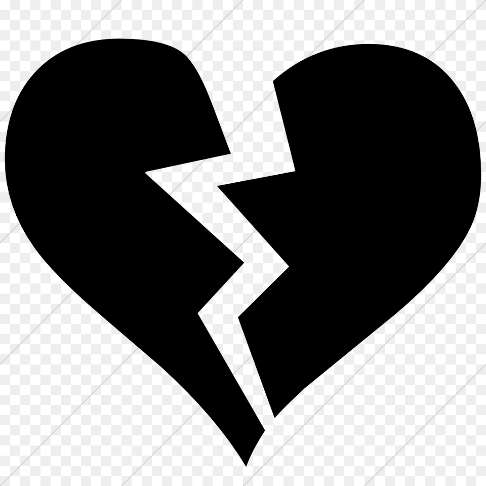 Broken Heart Clipart Emoji Black Broken Heart Icon, Gray Free Png Download