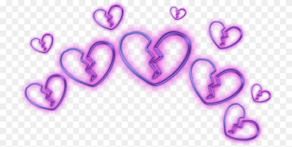 Broken Heart Emoji Crown Circle Glitter Glitch Heart, Purple, Pattern, Light Png