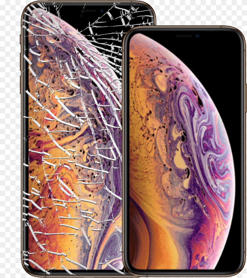 Broken Iphone Iphone X Screen Vs Xs, Canvas, Purple, Accessories, Art Png