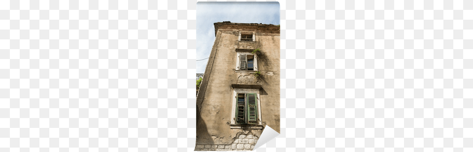 Broken Old Building In Kotor With Green Shutters Wall Kotor, Curtain, Home Decor, Shutter, Window Free Transparent Png