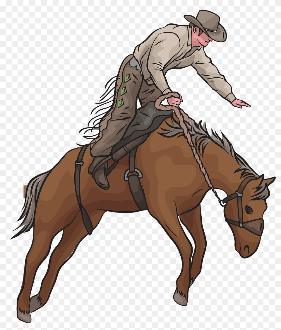 Bronc Riding Rodeo Clipart, Person, Clothing, Hat, Animal Png Image