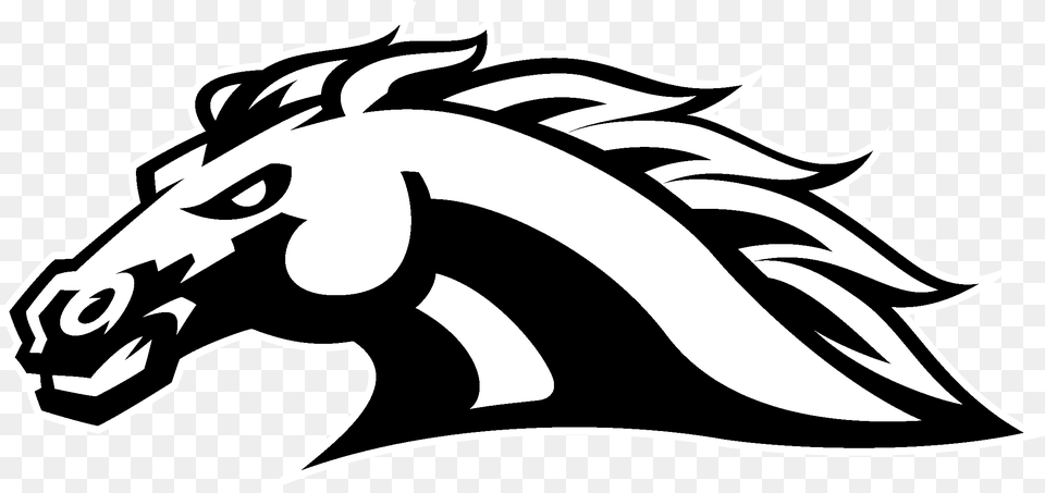 Broncos Vector Black And White Ola Mustangs, Stencil, Animal, Fish, Sea Life Png