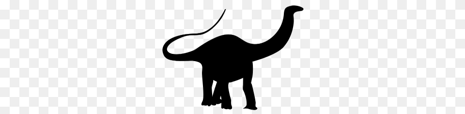 Brontosaurus Silhouette, Gray Png
