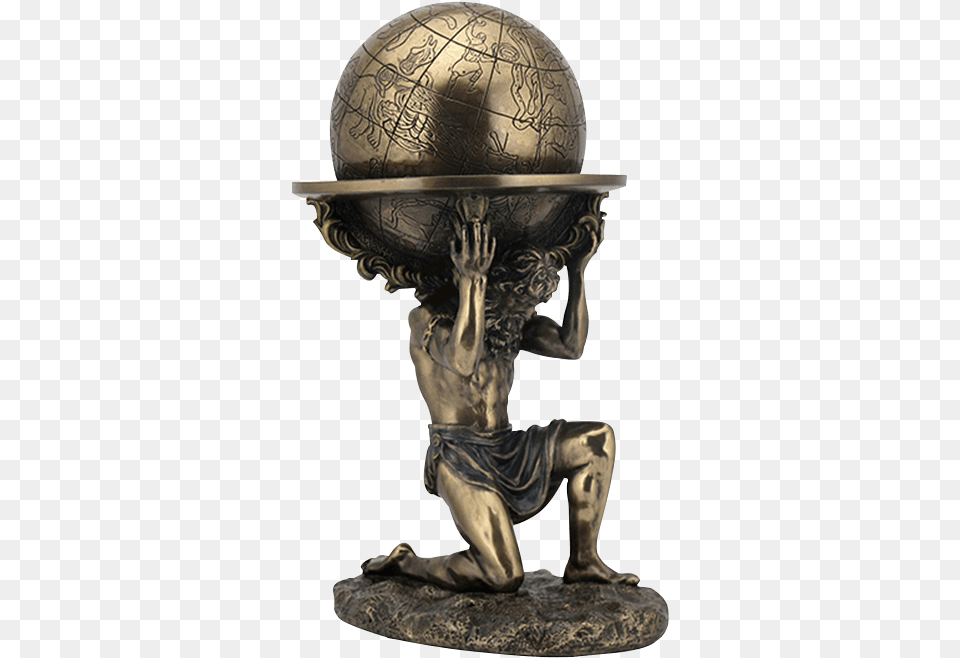 Bronze Atlas Carrying The World Statue Statue Carrying The World, Sphere, Person, Astronomy, Globe Free Png Download
