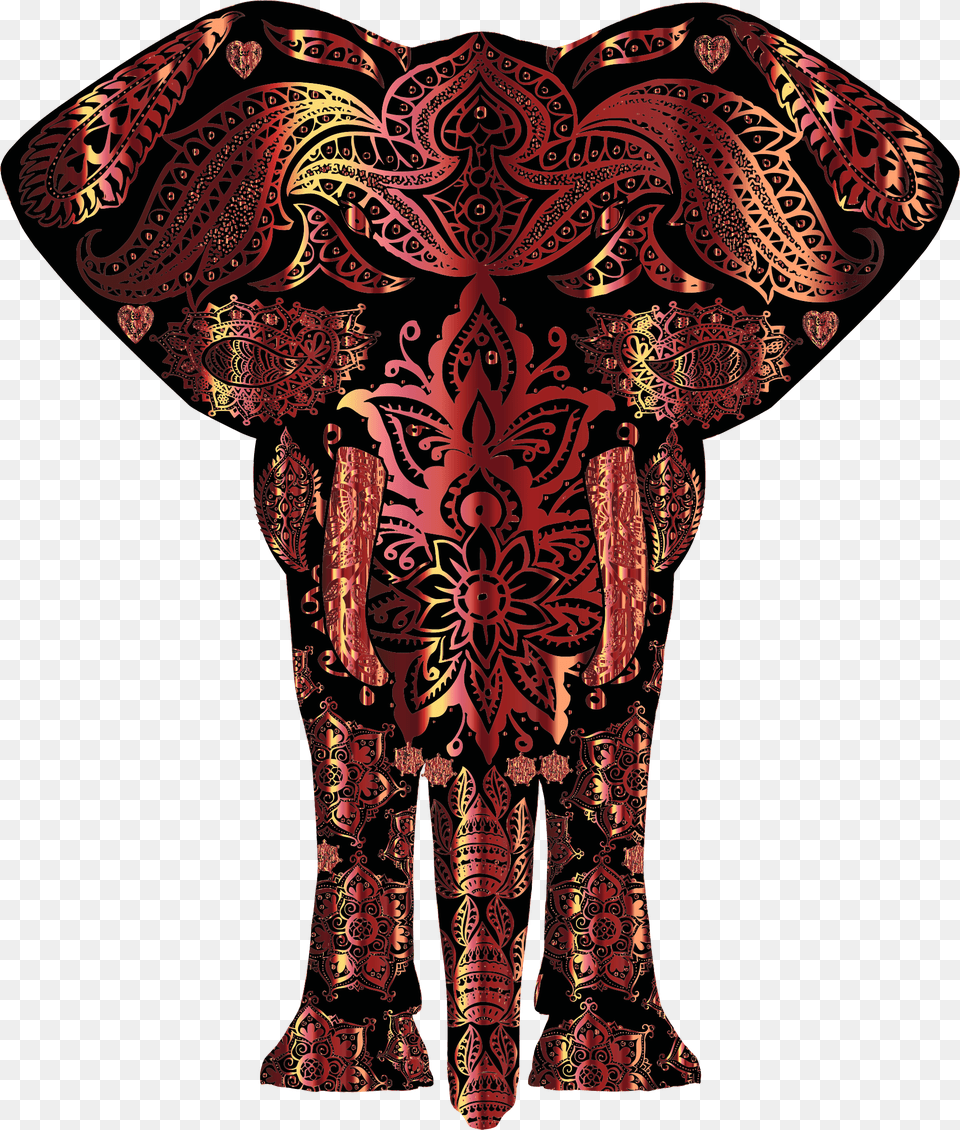 Bronze Floral Pattern Elephant Clip Arts Colorful Elephant, Graphics, Art, Floral Design, Tapestry Png Image
