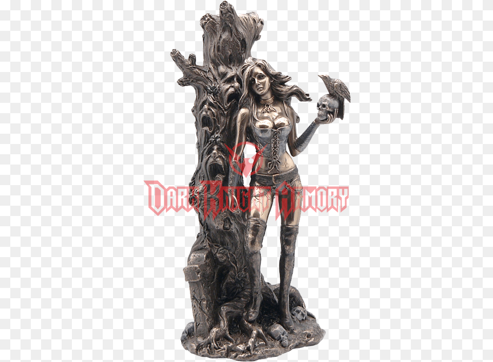 Bronze Gothic Girl By Ghost Tree Statue Veronese Bronze Gothic Girl Statue By Ghost Tree, Figurine, Woman, Adult, Person Png Image