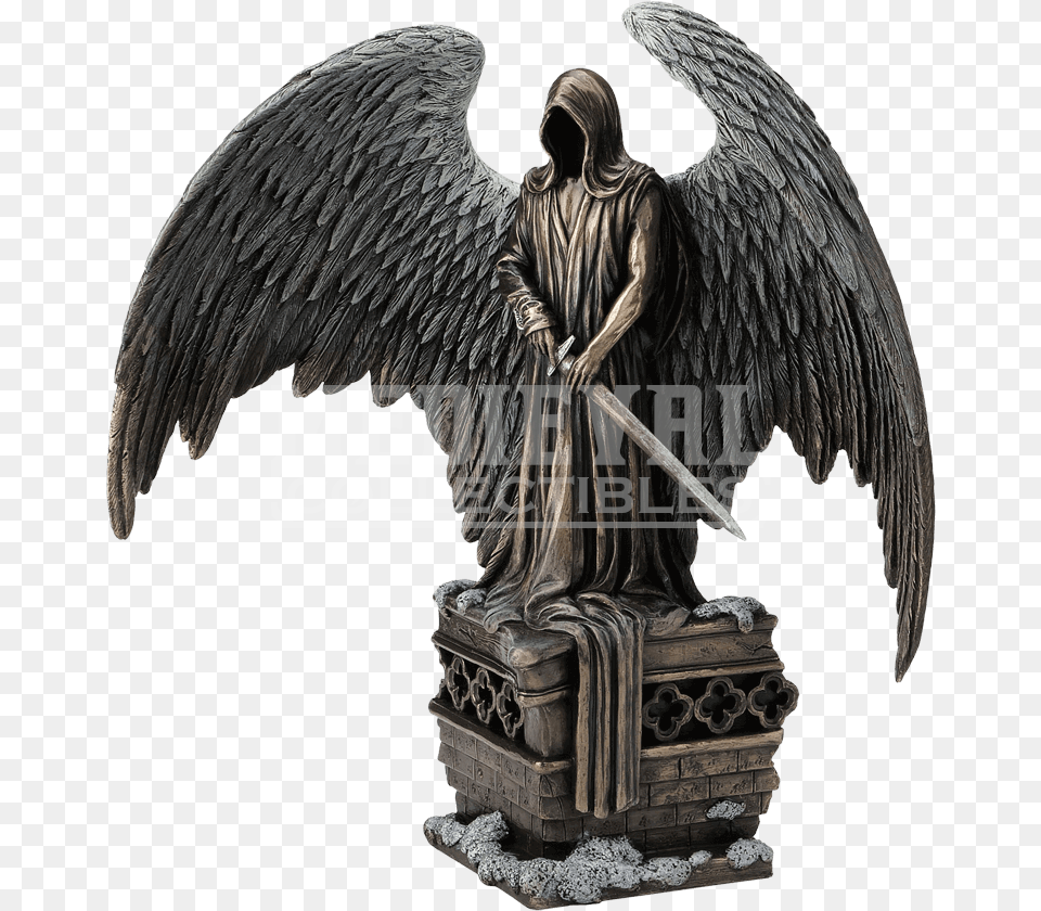 Bronze Guardian Angel By L Guardian Angel With Sword Statue, Adult, Female, Person, Woman Free Png Download