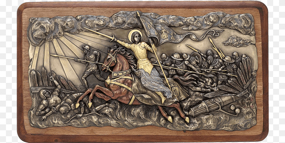 Bronze Joan Of Arc Into Battle Wall Plaque Relief, Art, Painting, Person, Adult Png
