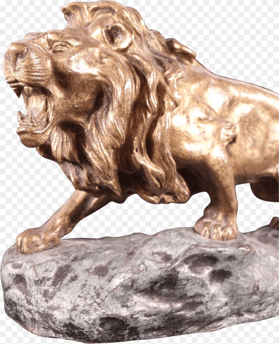 Bronze Lion On Stone Of Lion Statue, Accessories, Ornament, Mammal, Animal Free Transparent Png