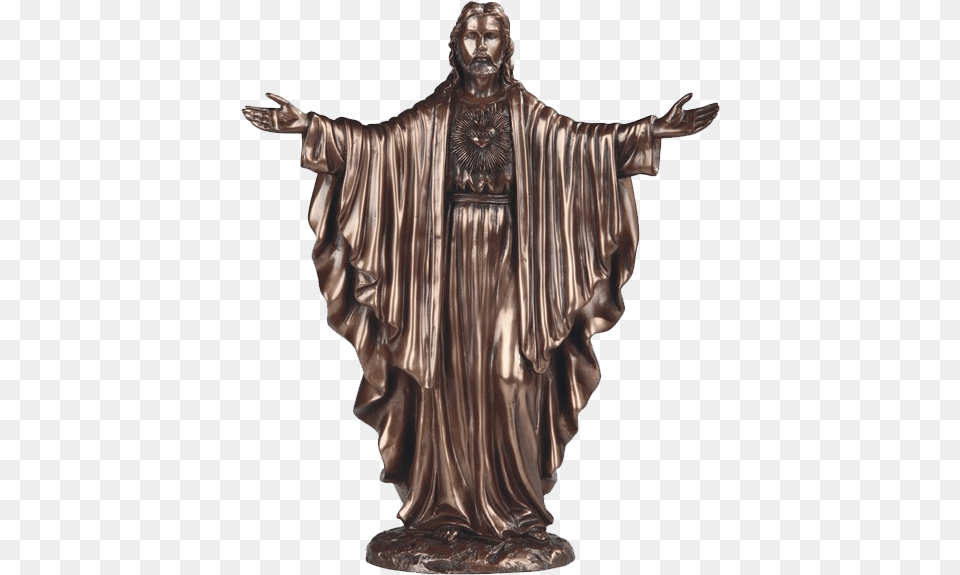 Bronze Sacred Heart Of Jesus Statue Bronze Statue Of Sacred Heart Of Jesus, Fashion, Adult, Female, Person Png