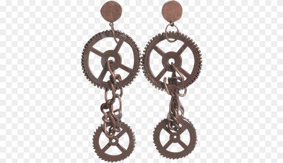 Bronze Steampunk Gear Earrings, Accessories, Earring, Jewelry, Machine Png Image