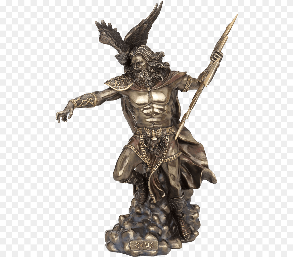 Bronze Zeus With Thunderbolt Statue God Of Weapons Greek, Adult, Bride, Female, Person Png Image