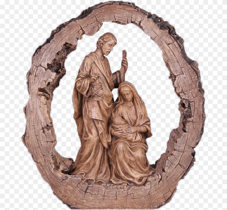Bronzed Holy Family Nativity Carving, Adult, Woman, Wedding, Person Png