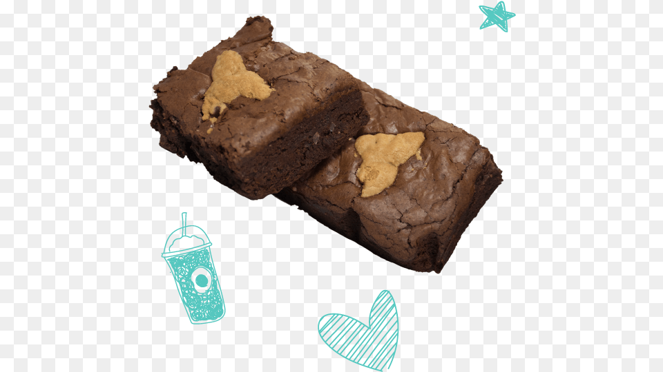 Brookies With Cute Doodles Chocolate, Brownie, Cookie, Dessert, Food Free Png Download