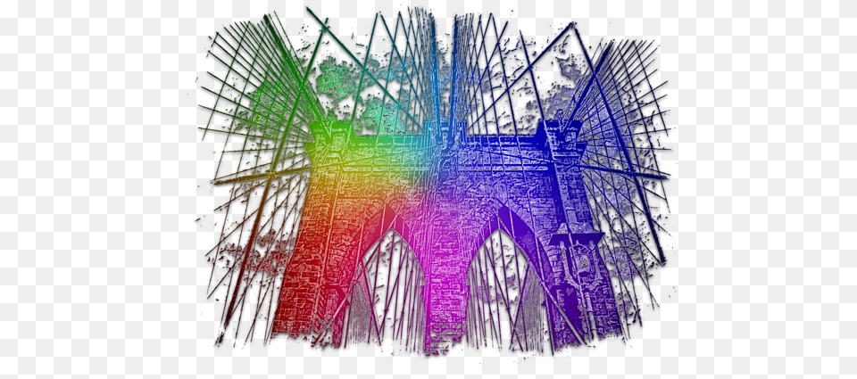 Brooklyn Bridge Cool Rainbow 3 Dimensional Hand Towel Dot, Lighting, Purple, Art, Graphics Free Png
