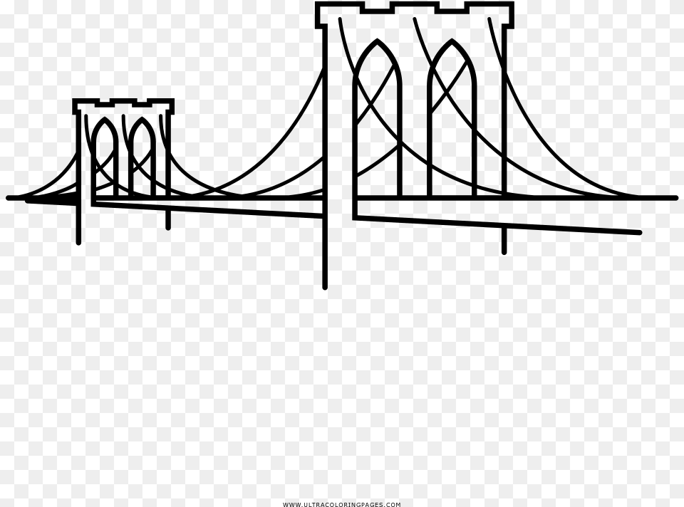Brooklyn Bridge Drawing Coloring Book Line Art Ponte Di Brooklyn Disegno, Gray Png Image