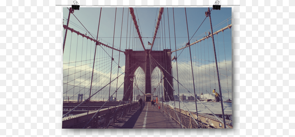 Brooklyn Bridge New York City Inspired Posters Brooklyn Bridge New York City Poster, Person, Bicycle, Transportation, Vehicle Png Image