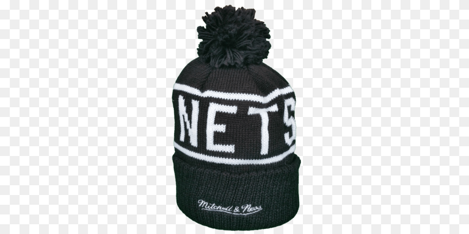 Brooklyn Nets Mitchell Ness Black And White Reflective Logo Nba, Beanie, Cap, Clothing, Hat Png