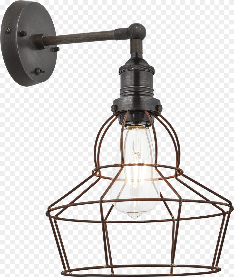 Brooklyn Rusty Cage Wall Light Luminaria De Teto Vintage Luz, Light Fixture, Lamp Png Image