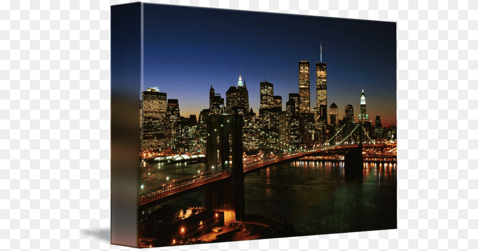 Brooklyn Skyline Night New York City Skyline With Twin Towers, Architecture, Building, Cityscape, Metropolis Png