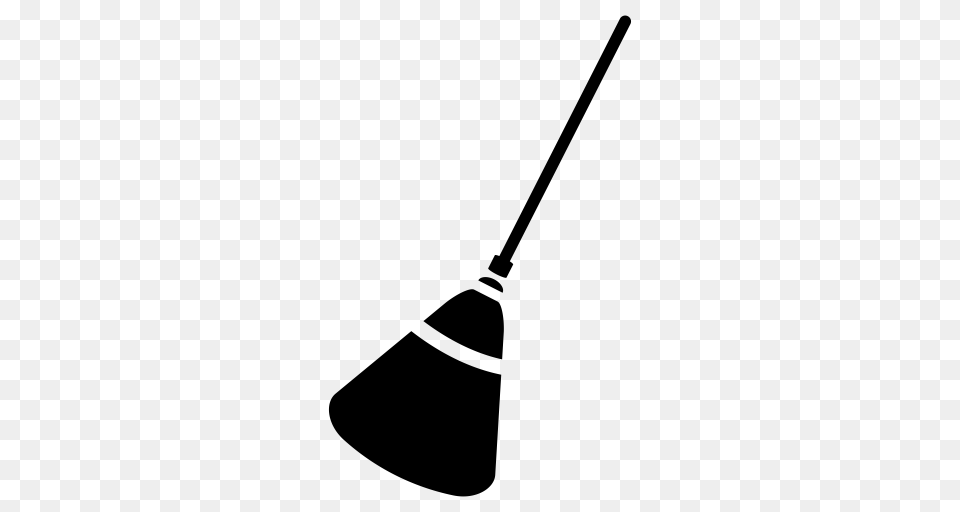 Broom Brush Clean Dust Floor Stick Sweep Icon, Gray Free Png