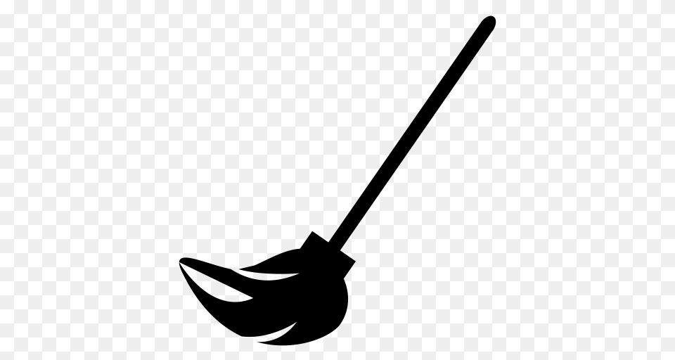 Broom Clean Dust Push Stick Sweep Witches Icon, Gray Free Png