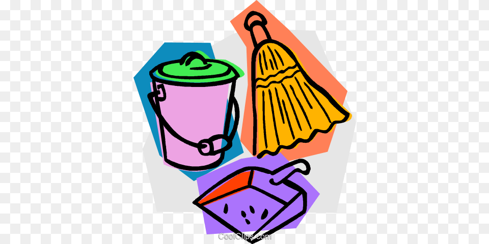 Broom With Dustpan And Pail Royalty Vector Clip Art, Cleaning, Person, Dynamite, Weapon Free Png