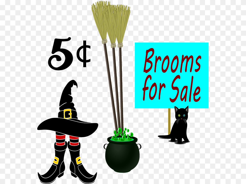 Brooms Witch Hat Cat Black Cat Halloween Broom Black Cat, Animal, Mammal, Pet, Clothing Free Png