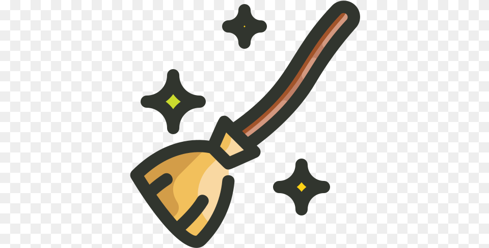 Broomstick Fly Magic Witch Icon Of Halloween 01 Twinkle Stars Icon, Blade, Broom, Dagger, Knife Png Image