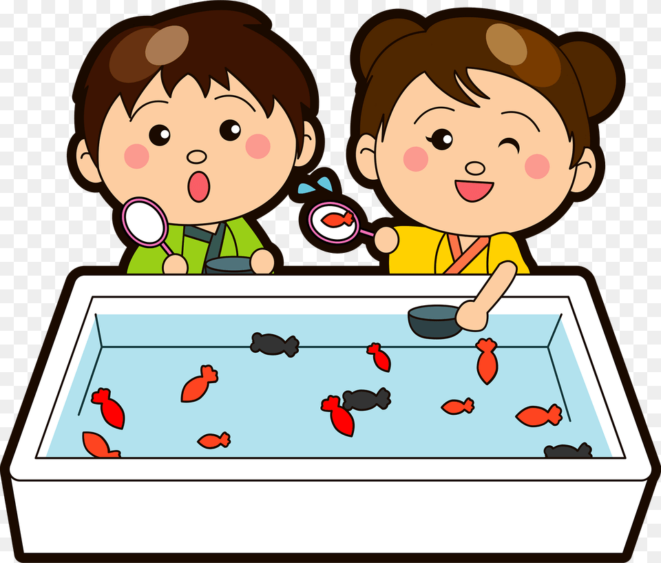 Brother Sister Are Goldfish Scooping Clipart, Face, Head, Person, Tub Png