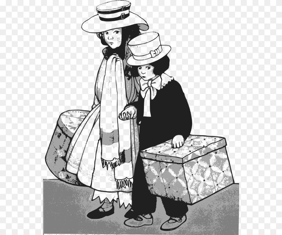 Brothers Clipart Black And White Brother And Sister Traveling, Woman, Adult, Person, Female Png