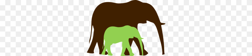 Brown And Green Mom And Baby Elephant Clip Art, Animal, Mammal, Wildlife Free Transparent Png