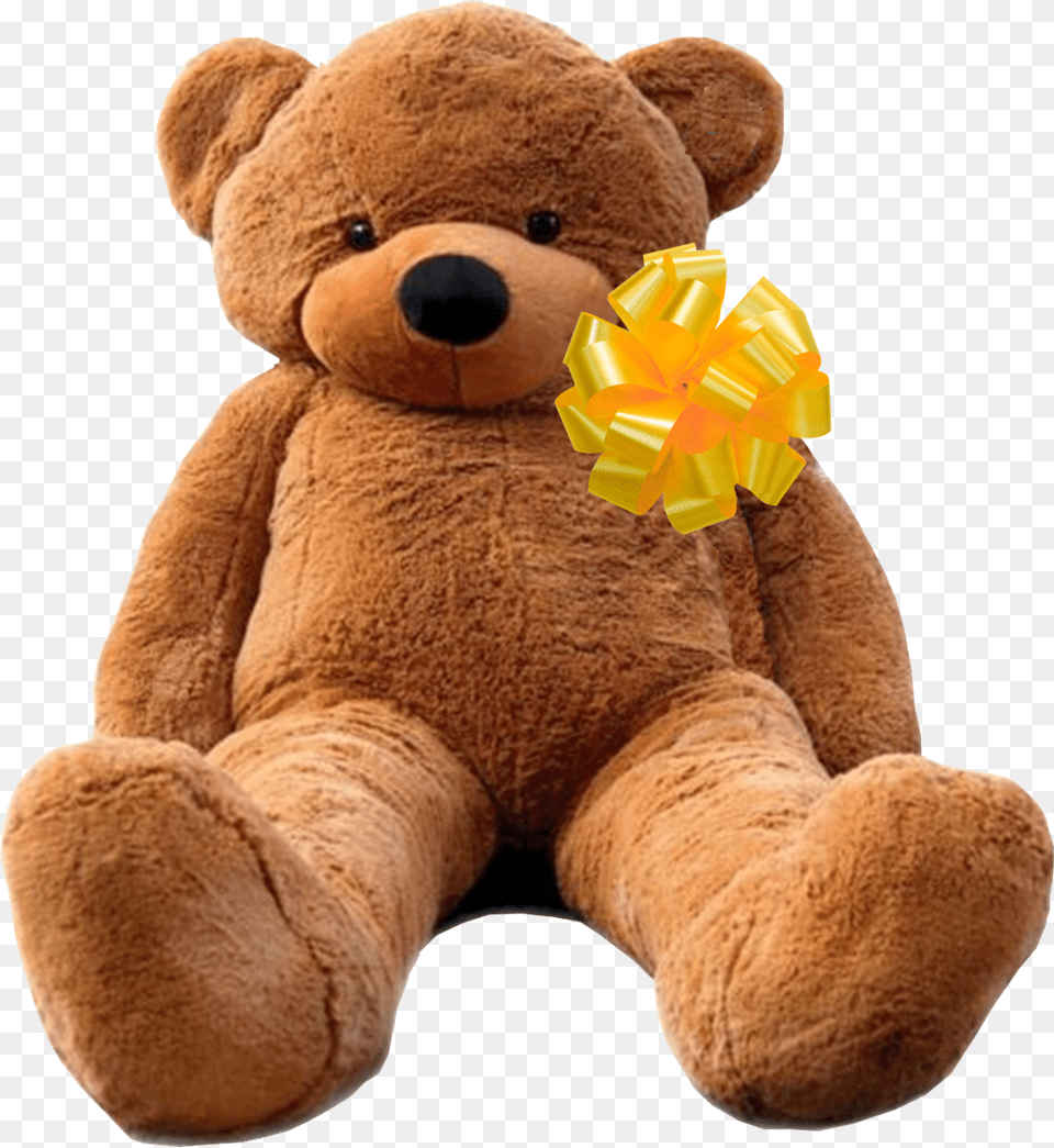 Brown Bear With Yellow Bow Big Teddy Bear, Teddy Bear, Toy, Plush Free Png Download