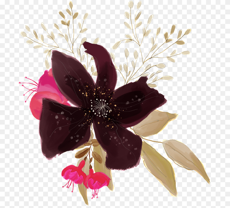 Brown Black Flower Decorative Flower, Plant, Graphics, Anther, Art Png Image
