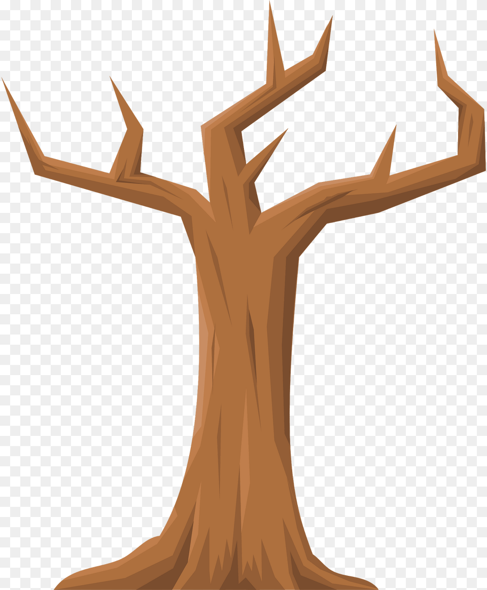 Brown Dead Tree Clipart, Antler, Cross, Symbol, Animal Png
